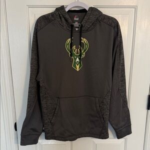 Milwaukee Bucks Majestic Charcoal and Black Knit Hoodie Size L